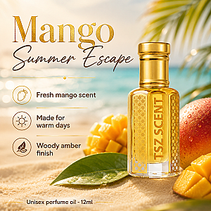 TSZ Scent Mango Ember Perfume Oil for Women and Men 12ml | Alcohol-Free Long Lasting Signature Fragrance, Fruity Woody Amber Vanilla, Easy Swipe Use, Carry, Travel (God of Fire)